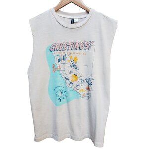 h&m Graphic Sleeveless Muscle T Shirt Greetings from CA Size XS